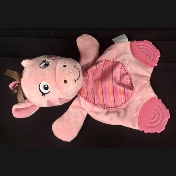 Garanimals Pink Giraffe Lovey 9" Plush Baby Teether Toy Brown Bow - Picture 6 of 12